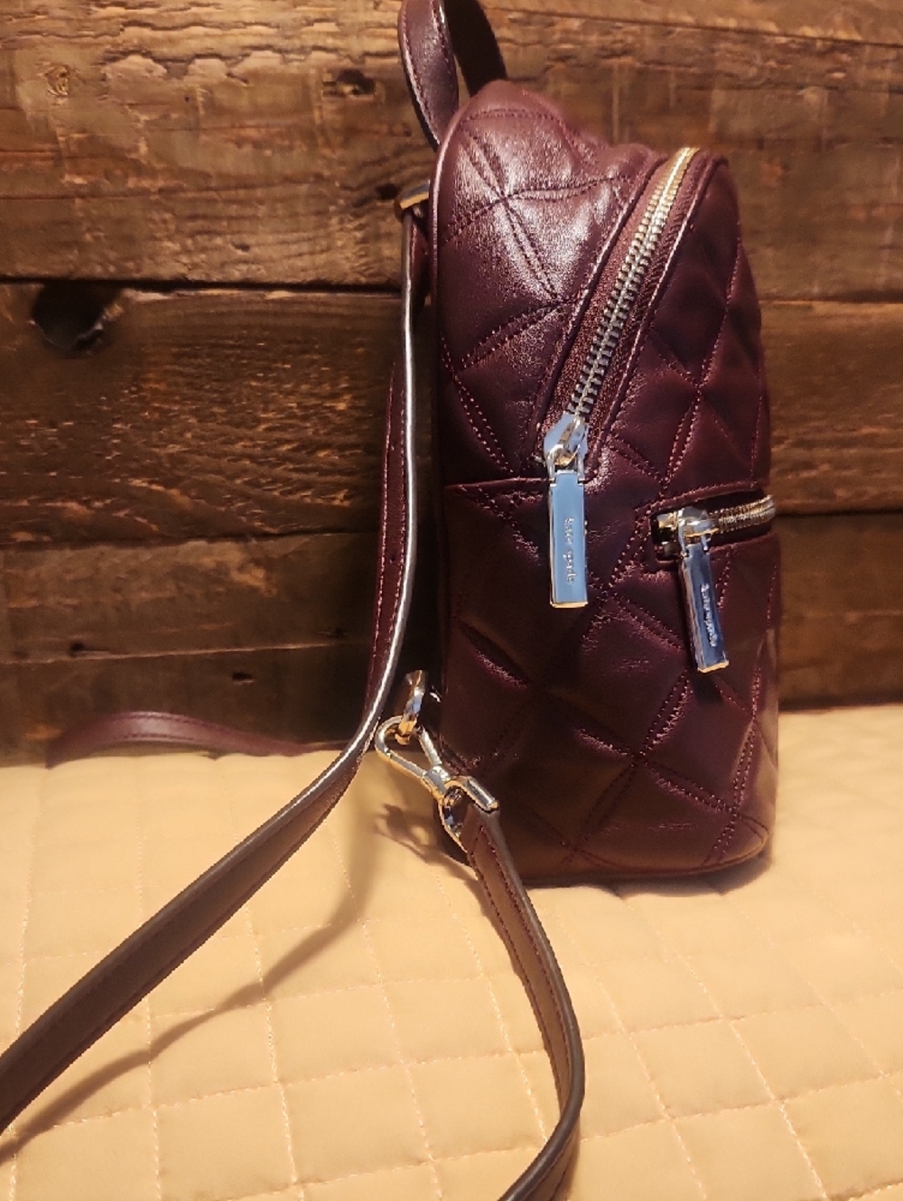 kate spade ♠️ Quilted Mini Backpack in Plum - Picture 6 of 12